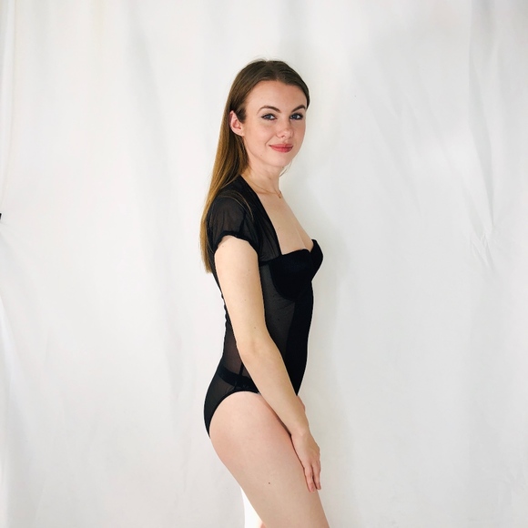 Natori Black Neiman Marcus Bodysuit Lingerie Top S - Picture 2 of 6